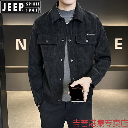 JEEP SPIRIT motorcycle leather jacket men's spring and autumn 2025 new style handsome trendy brand pilot slim men's leather jacket coffee color 3XL