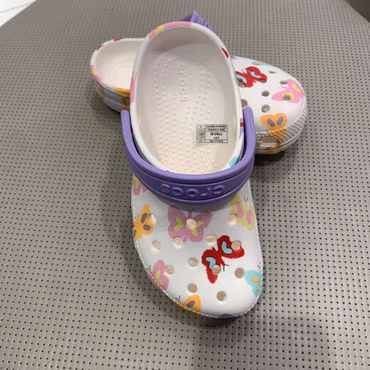 Crocs (CROCS) classic butterfly print children's shoes for boys and girls Clog211255-0WV chalk color 33/34