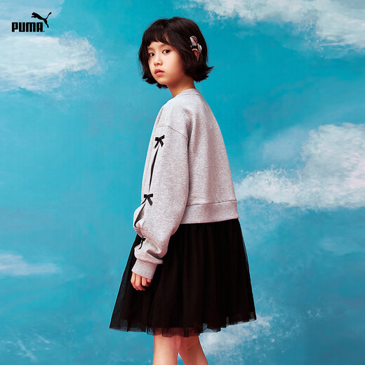 Puma (PUMA) Puma official new style children's clothing knitted dress sports casual style fashionable and sweet medium gray 00502 160