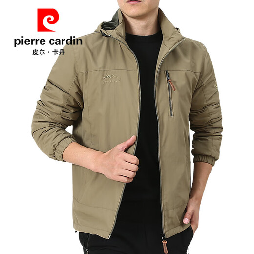
Pier Cardin 2025 new windbreaker hooded plus velvet jacket men's loose middle-aged men's jacket autumn and winter casual men's clothing D9898 [dark blue] plus velvet XL