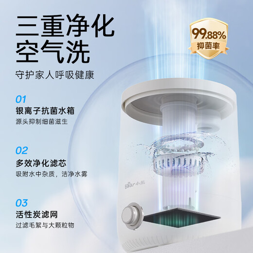Bear Humidifier Home Bedroom Desktop Heavy Fog Office Air Conditioning Room Light Sound Maternal and Infant Air Purification Antibacterial Humidifier Small JSQ-C45U1
