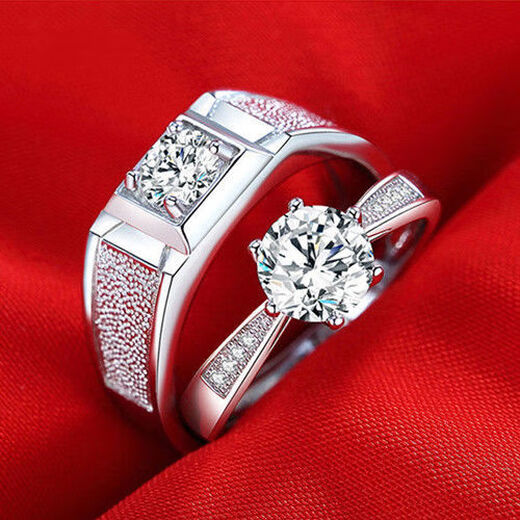 Genuine PT950 platinum ring for women, fashion and personality, moissanite couple's ring, platinum proposal diamond ring for men and women, 2.9g, simple women's ring, 0.5 carat (opening can be adjusted)