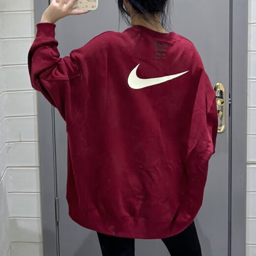 耐克卫衣女装上衣 秋季保暖运动服时尚圆领外套休闲圆领套头衫 FV8444-677/红色/内里毛圈 S