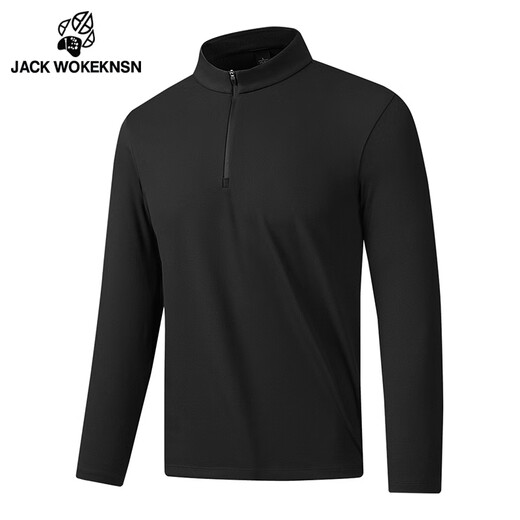 JACK WOKEKNSN Wolf Claw Cloud half-zip quick-drying long-sleeved men's and women's same style running sports T-shirt tops fitness training clothes cycling clothes space gray M