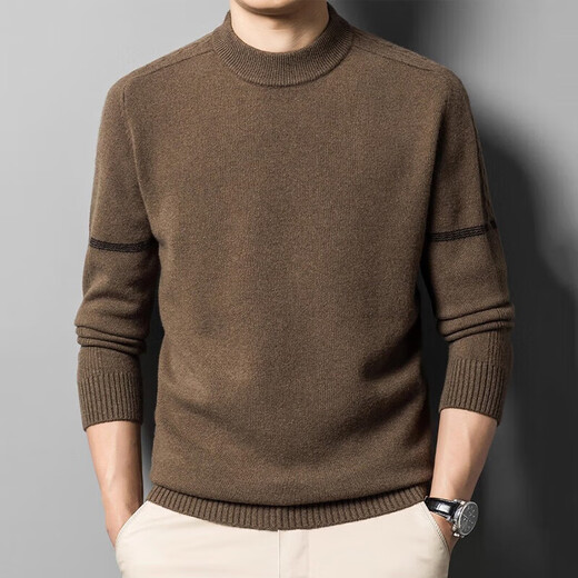 XJSGS official international brand luxury men's high-end 100% woolen sweater autumn and winter new casual round neck sweater high-end cirrus ready stock XL /115 recommended 135-155 Jin Jin equals 0.5 kg