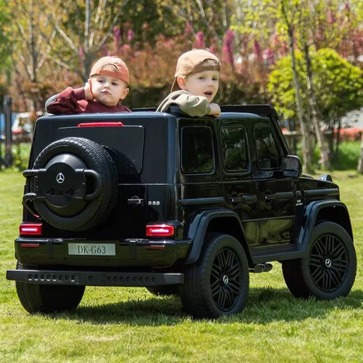 Jingxuan children's car can sit in adults' remote control new Mercedes-Benz G63 children's electric car 4-wheel off-road remote control car super paint bright black = remote control four-wheel drive large motor Bluetooth 2 pieces four-drive