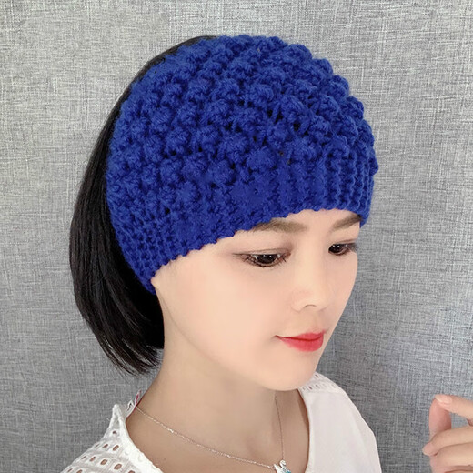 Knitted wool headband Korean headwear wide-brimmed elastic personalized braided European and American autumn and winter warm headscarf headband hat dark khaki pineapple flower