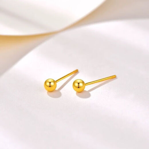 Authentic Hong Kong gold 18K bean earrings for women, Zhou family's same style, real gold 18K frosted earrings, holiday gift for wife, frosted bean earrings