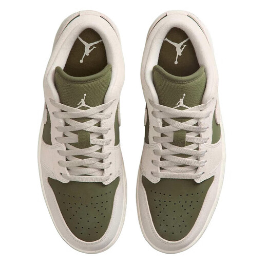 Nike Basketball Shoes Men's Summer New Air Jordan 1 Low AJ1 Joe 1 Casual Low-top Sports Shoes HV4089-201/Sail White/Medium Olive Green/Light Earth Brown 40