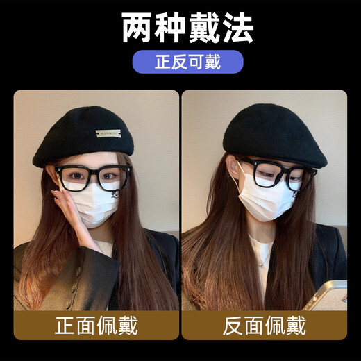 Scarecrow beret women's 2025 autumn and winter new fashion trend forward hat painter hat big head circumference showing face small octagonal hat black one size