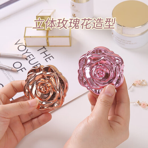 Electroplated rose cosmetic mirror HD foldable outdoor portable LED portable small mirror simple ins style dormitory use ordinary apricot color