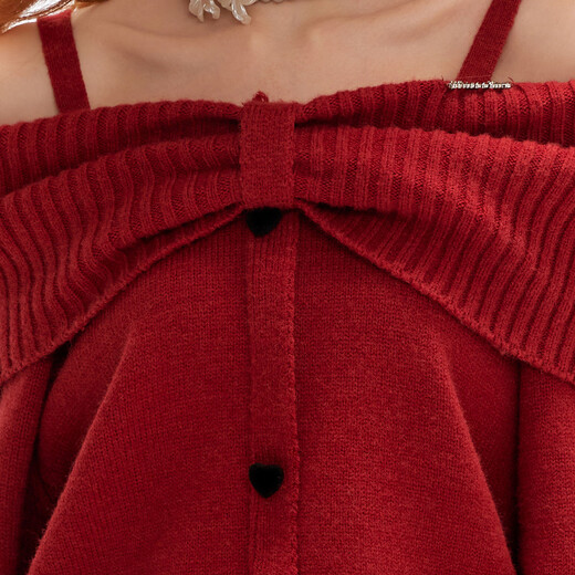 UNIFREE Pure Desire Gentle Wool Sweater Women's 2025 Autumn and Winter New One-shoulder Sweet and Age-Reducing Red One Size