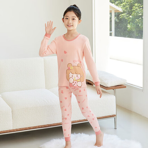 Rote Bohne reines Baumwollherbst-Kleidung und Herbsthose Dünne Männer und Frauen im mittleren Alter im mittleren Alter und Winterthermie Unterwäsche Set Kinderpajamas H4m1056 Rosenpulver 160