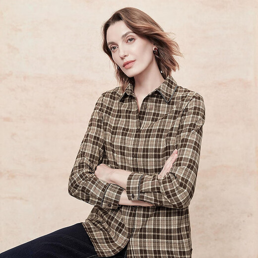 FINITY shirt 2025 winter new style simple temperament plaid casual commuting outer top for women KaGe S