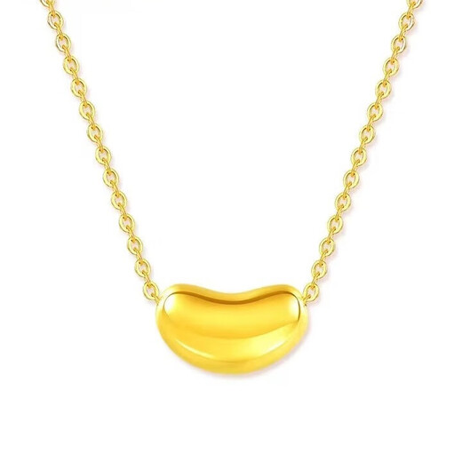 Chow Tai Fook Gold Pure Gold 999 Acacia Bean Pendant Pure Gold Red Bean Women's Collarbone Necklace Valentine's Day Gift Acacia Bean Shiny Face with 18k Titanium Gold Chain