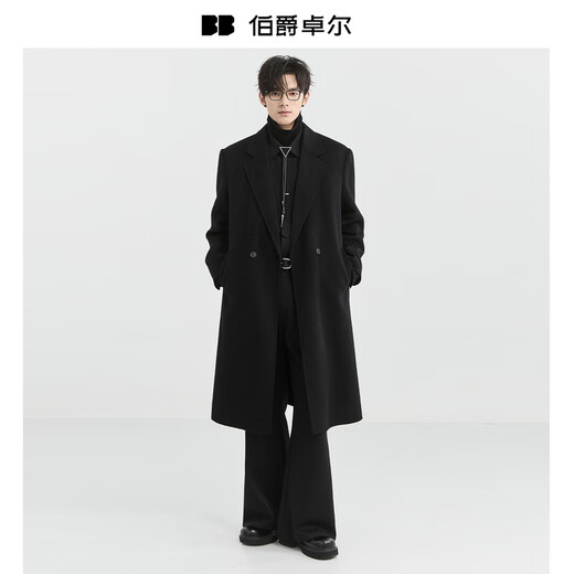 Piaget Zall Camel Hair Long Shoulder Pads Wool Double-sided Wool Coat Men's 2025 Autumn and Winter New Goose Down Liner Jacket Midnight Black Long Sleeve Liner Long Design XL (180)