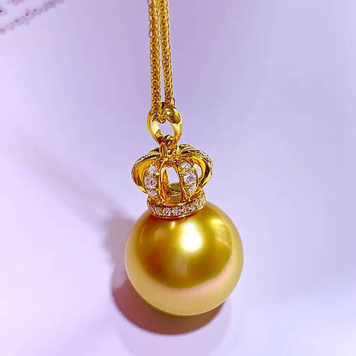 Buhesyt South Sea gold bead pendant Philippine color oyster pearl necklace 13-14mm thick gold 18K gold inlaid 14-14mm