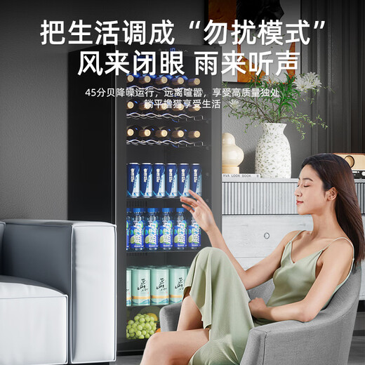 Royalstar Ice Bar Refrigerator Home Living Room Constant Temperature Preservation Refrigerator Tea Beverage Upright Freezer Office Hotel Sample Freezer Mini Embedded Retro Ice Bar Small Wine Cabinet 178L Refrigeration + Micro Freezing + Blue Light First-Class Energy Efficiency