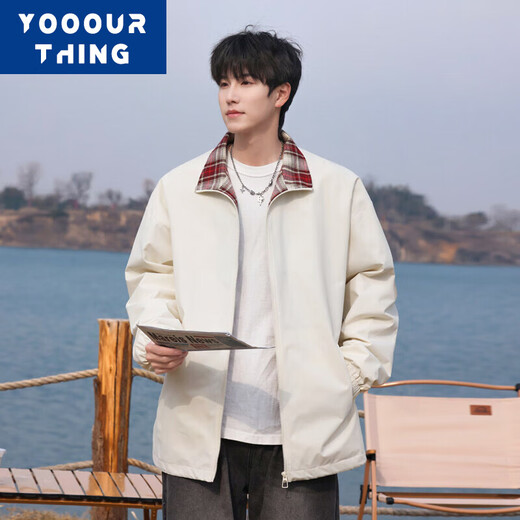 YOOOURTHING Jacket Men's 2025 Spring Autumn Winter Teenage Students Loose Versatile Trendy Handsome Versatile Jacket Men's Tops HJ25189-Black (Spring and Autumn) XL Recommended 125-150Jin Jin equals 0.5 kg