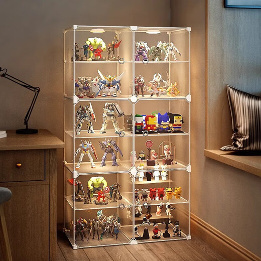 He Jiagong figure display cabinet Lego building blocks transparent storage box household imitation acrylic toy dust-proof model display rack A 1 column 4 layers