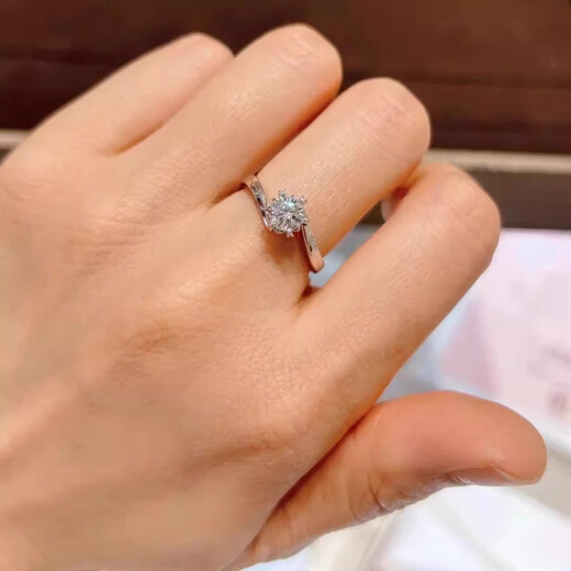 I DoPT950 platinum diamond ring one carat snowflake twist arm six claws cultivated diamond proposal engagement wedding ring snowflake twist arm six claws-50 points diamond opening adjustable