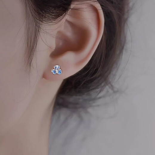 NSYCA Old Phoenix sterling silver 9999 iris flower earrings niche light luxury women 2025 new earrings silver earrings blue iris earrings 1 pair high-end