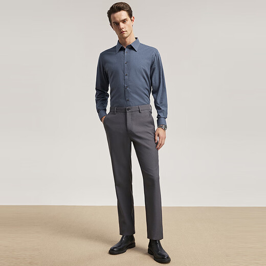 雅戈尔（YOUNGOR）雅戈尔【绒面蓄热升温】2025秋季新款商务休闲保暖长袖衬衫男 藏青 44