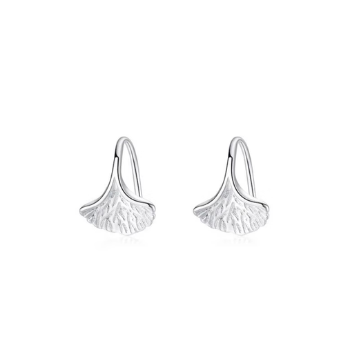 Bai Qixin 999 Pure Silver Earrings for Women Young Buds and Leaves Ear Hook Earrings for Ear Hole Support and No Picking for Sleeping Niche Design Earrings 999 Ginkgo Leaf Earrings