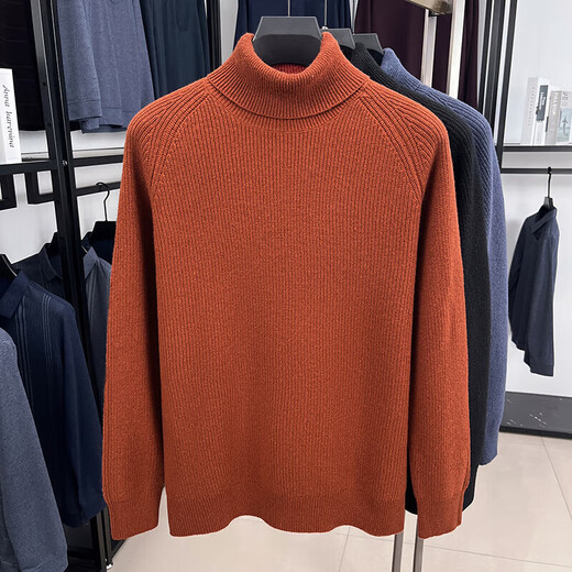 Pure wool turtleneck sweater for men in autumn and winter solid color bottoming shirt thickened warm knitted bottoming shirt for men GOK2027 black 2XL recommended 160-175Jin Jin equals 0.5 kg