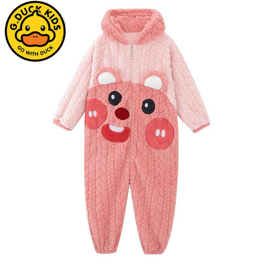 G.DUCKKIDS2024 Autumn and Winter Children's One-piece Pajamas Coral Velvet Hooded Cartoon Girls' Sleeping Bags for Big Children and Girls Home Clothes KYM One-piece Velvet-226 Egg Boy One Size 12