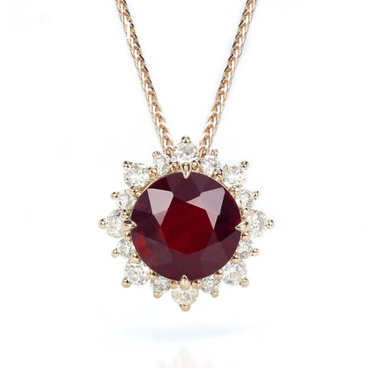 Lirokini Necklace for Women Ruby Round Sunflower Diamond Pendant High-end Jewelry Valentine's Day Birthday Gift Sunflower Ruby Necklace Brand Gift Box