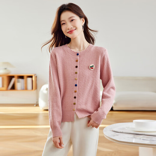 LISM [same style in the mall] high-end jacket 2025 autumn clothes, small fragrance sweater for women, short, small fashion color buckle, red 9230 style color buckle, M 85-100Jin [Jin equals 0.5 kg]