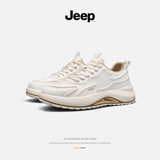 Jeep men's shoes spring and autumn 2025 new leather business casual sports shoes retro dad shoes comfortable coconut shoes