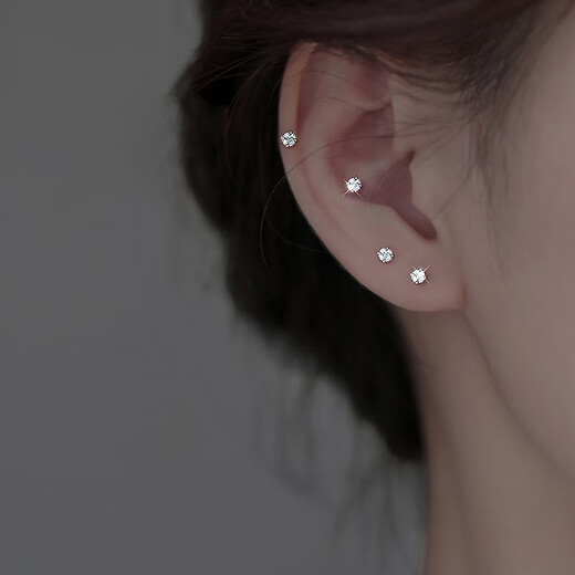 Xinshe 999 sterling silver earrings for women, pierced ears, non-allergenic ear bone nails, 2025 new pure silver mini earrings, no need to take them off when sleeping, 999 pure silver earrings-6mm