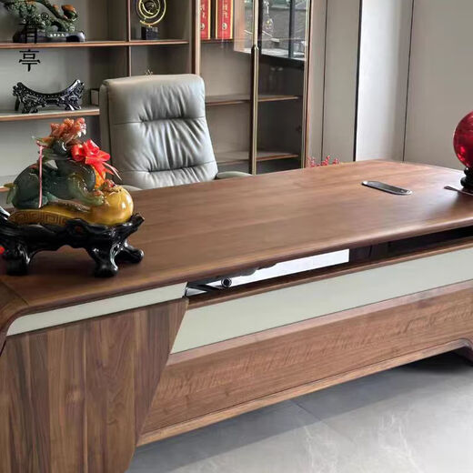 KOQUMGE New Chinese style North American ash solid wood boss desk office desk modern light luxury simple president desk and chair combination 2.0m office desk ash wood