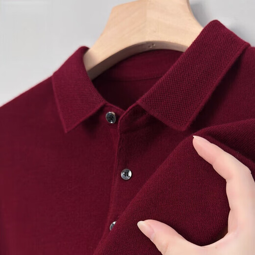 Deer King Optim Autumn and Winter New 100 Pure Cashmere Sweater Men's Casual and Versatile Middle-aged Men's Slim Lapel Long Sleeve Bottoming Sweater Fan Brown Camel (Medium) Thick S 165 Code Recommended 100-120 Jin Jin is equal to 0.5 kg