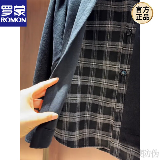 ROMON's new autumn style fake two-piece jacket for men, simple, fashionable, loose and versatile, Henry collar cardigan sweatshirt new product, black M 100-120Jin Jin is equal to 0.5 kg