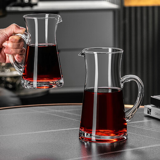 Genasi liquor dispenser household large crystal glass red wine decanter wine dispenser jug high-end light luxury wine set 500ml with handle decanter + moon shadow style red wine glass 425ml 2 pieces