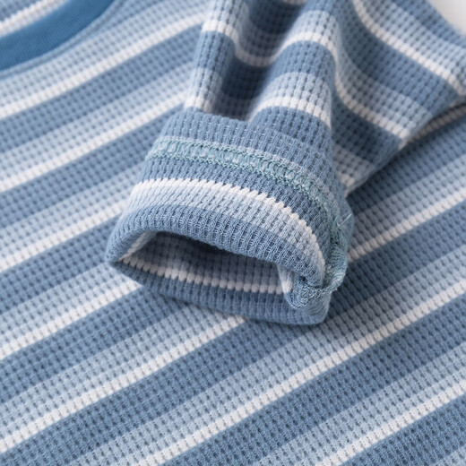 Dudujia children's overalls suit 2025 spring and autumn baby striped long-sleeved T-shirt two-piece set of pure cotton pants for boys and girls pink 100