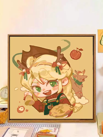 The shopkeeper cute little pony lily personified cartoon digital oil painting DIY children's hand-painted fill coloring cartoon oil painting LL13661 acrylic paint + professional canvas + multiple professional brushes