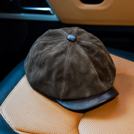 Kawakudaichi genuine leather hat men's cowhide painter's hat men's British beret octagonal hat women's fisherman hat melon skin hat newsboy hat L (55-56cm) adjustable