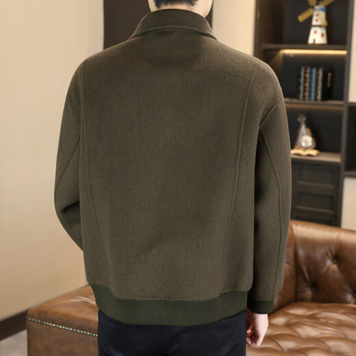 Pierre Cardin 2025 Autumn and Winter Men's Double-sided Woolen Coat Short Slim Fit Woolen Woolen Lapel Jacket Woolen Jacket Brown L Recommended 120-135 Jin Jin equals 0.5 kg
