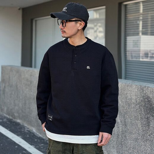 Kuraishi Kazuki trendy brand Henry collar sweatshirt men's 2025 autumn and winter new loose casual sports bottoming shirt men's long-sleeved top yellow plus velvet XL