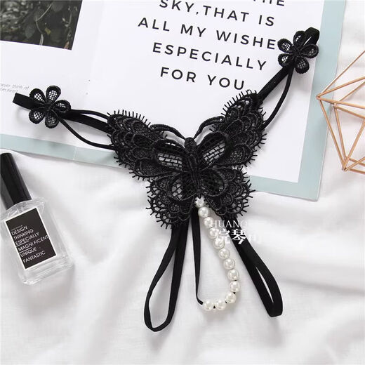 Couple Shorts Passionate Crotchless Thong Open Hole Sexy Mesh Super Hot Thong Panties Women's Lace Black Three-Point Bra Panties M Suitable for 80100Jin Jin is equal to 0.5 kg