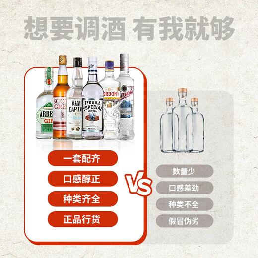 Aubeck Tequila bricolage ensemble de Cocktail whisky Vodka Brandy Gin rhum fruits vin combinaison huit Types d'entrée d'alcool de base