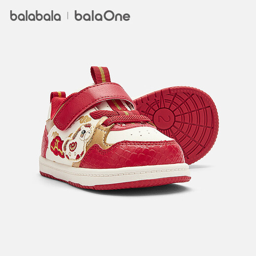 Balabala children's shoes baby toddler shoes baby sneakers 2026 spring autumn new season children boys and girls shoes red fashion