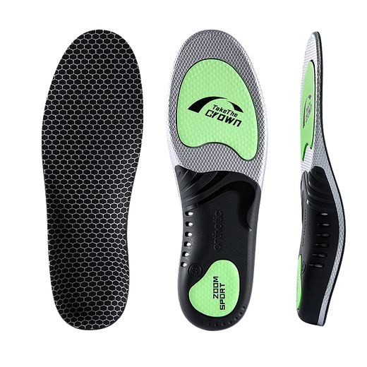 JVBV arch support insoles for men, soft elastic for long-lasting sports, high elastic shock absorption, green and black, size 4142