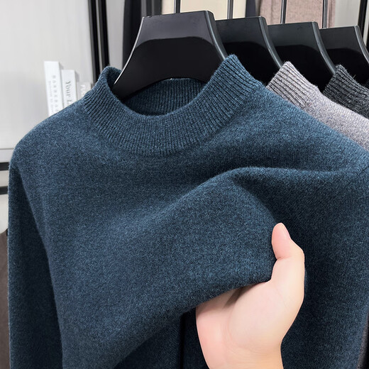 
100% wool men's thickened wool sweater for men in winter half-high neck warm sweater for middle-aged men pull-up base shirt BE-GHG900 black gray M (165) Recommended 90-125Jin [Jin equals 0.5 kg]
