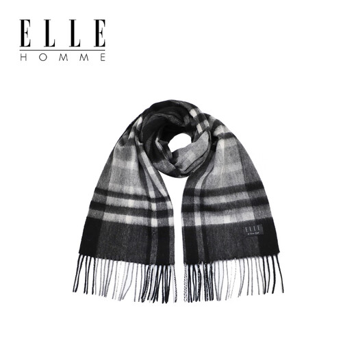 ELLE Fashion Plaid Tassel Scarf Men's and Women's Universal Pure Wool Autumn and Winter Warm Scarf Men's Gift Box