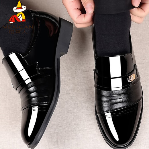 Scarecrow (mexicain) Fonge formel Foot Work Chaussures en cuir masculin Point Toe Flat Men's Cuir Chaussures Creux chaussures de grande taille Chaussures paresseuses 9921 COUVERTURE DE FOOD NOIR 38